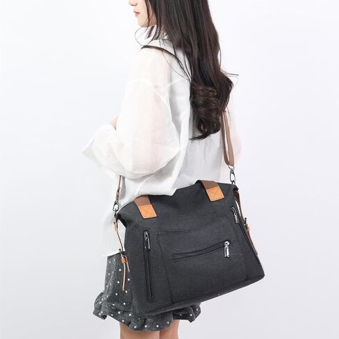 DOURR Women Canvas Shoulder Handbags Casual Cross body Bag Work Travel Commuter Tote in Kuwait