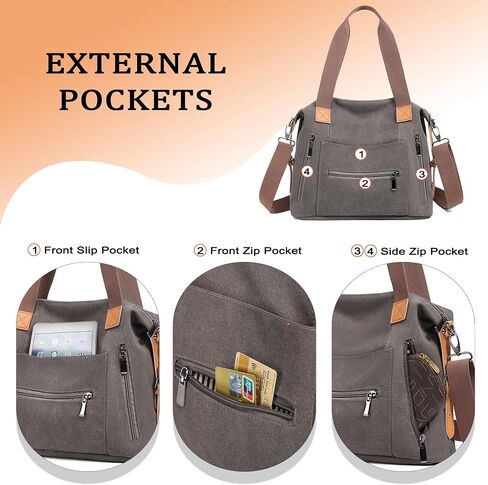 DOURR Women Canvas Shoulder Handbags Casual Cross body Bag Work Travel Commuter Tote in Kuwait