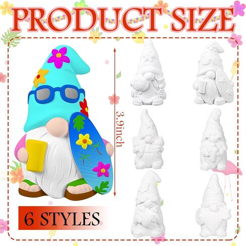 CroBlissful 6 Sets Paint Your Own Ceramic Gnome Statues Ready to Paint Ceramics Paintable Gnome Figurines Unpainted Plaster Arts and Crafts with Brush Palette Paint for Adults (Halloween) in Kuwait