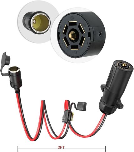 قابس مقطورة 7 اتجاهات لمقبس ولاعة السجائر، موصل ولاعة سجائر أنثى 12AWG 12 فولت 7 دبوس لمقطورة شاحنة RV (5FT) in Saudi Arabia