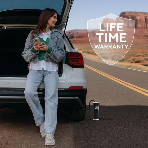 StartPro Tire Inflator Portable Air Compressor, 150PSI Cordless Air Pump, Dual Power Suply, LED Display, Flashlight, Auto Shut-Off, Fast Inflation for Car, Motorcycle, Bike, and Sports Equipment in Saudi Arabia