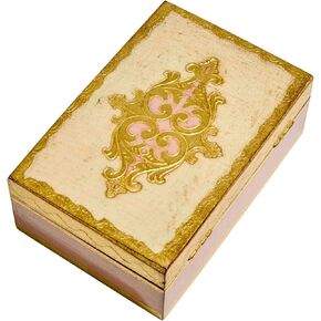 صندوق مجوهرات خشبي فلورنسي صغير مطلي يدويًا، مقاس 4 × 6، لتخزين التذكار، وأعياد الميلاد، والذكرى السنوية، وحفلات الزفاف، وهدايا العطلات للنساء، مصنوع يدويًا على يد حرفيين في إيطاليا. (كابتشينو) in Kuwait