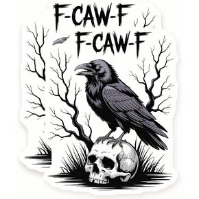 Raven Stickers - Gothic - Skull Art Decal - F CAW F - 2 Pack - - 5" Wide Design - Adheres to Laptops, Tumblers, and More - Made in The USA - AQS4049 in Kuwait