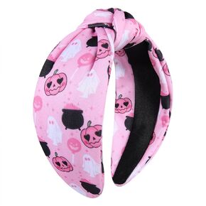 Halloween Headband Decorations for Women Pink Pumpkin Ghost Skull Print Knotted Headband Halloween Headwear Hair Accessories(Hocus Pocus) in Kuwait