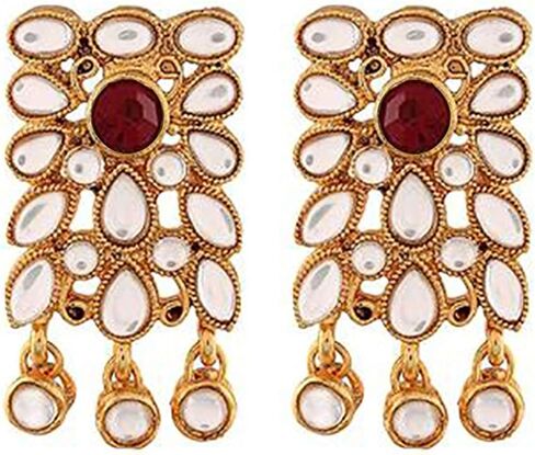 Aheli Faux Kundan Pearl Floral Choker Faux Pearl Necklace with Earring Indian Traditional Bollywood Ethnic Jewelry Set Gift for Women in Saudi Arabia