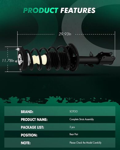 SCITOO Rear Complete Struts Assembly Coil Springs Shock Struts171953 171954 Fit for 1998-2002 for Chevrolet Prizm,1993-1997 for Toyota Corolla 1993-1997 for Geo Prizm in Saudi Arabia