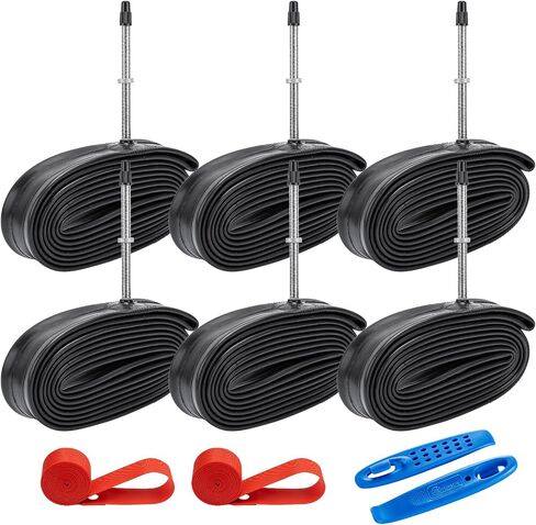 6-Pcs 700C Heavy Duty Bike Tubes 700x18C 700x20C 700x23C 700x25C 700x28C 700x30C 700x32C Bicycle Tubes FV60mm Presta Valve Plus 2 Rim Strips and Tire Levers Compatible with 700x18C/32C Bike Tire Tubes in Saudi Arabia