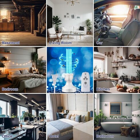 Qualirey 2 Pack 25 Watt UV Light, UVC Lamp with E27 Base and Remote Control, UV Light Bulb for Basement/Bedroom/Kitchen, with Ozone in Kuwait