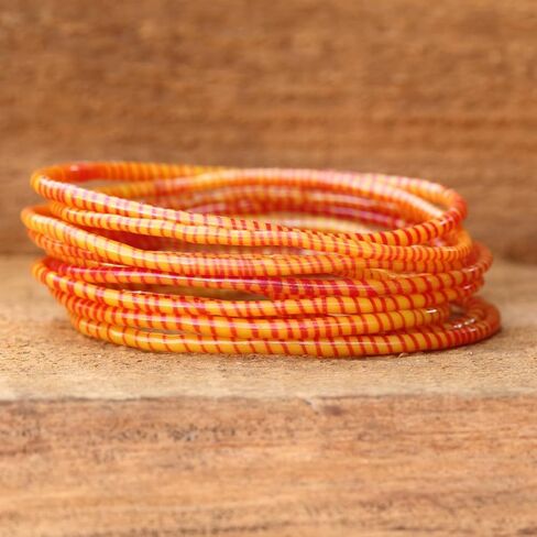 NewCharms 10 Orange and Red Recycled Flip Flop Bracelets Hand Made in Africa in Saudi Arabia