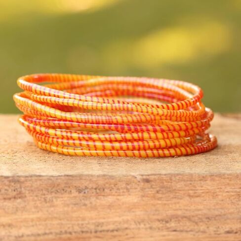 NewCharms 10 Orange and Red Recycled Flip Flop Bracelets Hand Made in Africa in Saudi Arabia