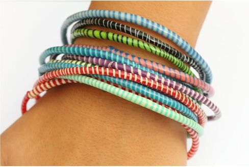 NewCharms 10 Orange and Red Recycled Flip Flop Bracelets Hand Made in Africa in Saudi Arabia