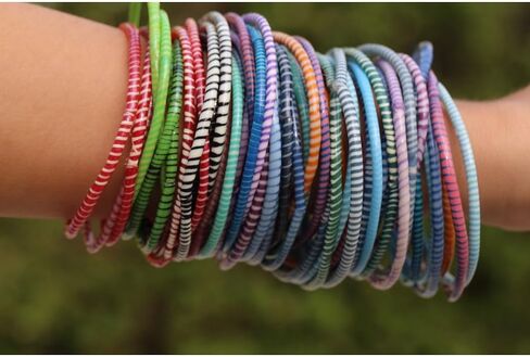 NewCharms 10 Orange and Red Recycled Flip Flop Bracelets Hand Made in Africa in Saudi Arabia