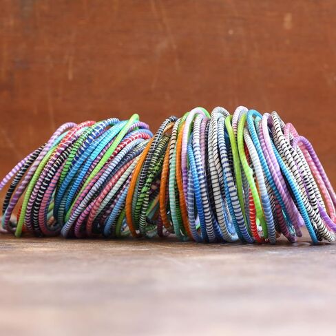 NewCharms 10 Orange and Red Recycled Flip Flop Bracelets Hand Made in Africa in Saudi Arabia