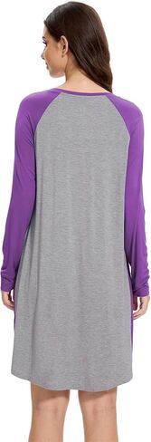 GYS Womens Long Sleeve Nightgowns Viscose from bamboo Sleepwear Soft Christmas Pajama Dress in Kuwait