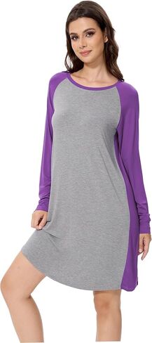 GYS Womens Long Sleeve Nightgowns Viscose from bamboo Sleepwear Soft Christmas Pajama Dress in Kuwait