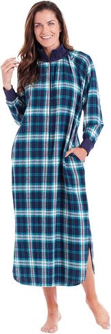 Metropolitan Womens Long Sleeve Flannel Nightgown Zippered Housecoats for Women in Saudi Arabia