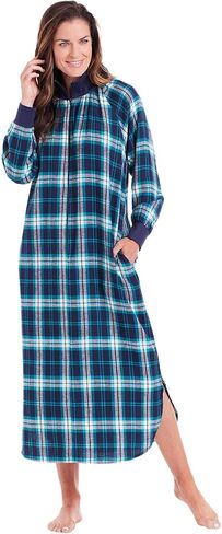 Metropolitan Womens Long Sleeve Flannel Nightgown Zippered Housecoats for Women in Saudi Arabia