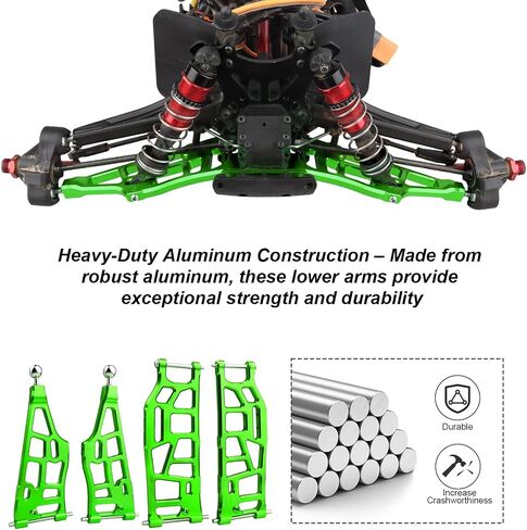 HobbyPark Anodized Aluminum Lower Arms for Arrma Kraton, Notorious, Talion, Outcast 6S Blx – High-Performance Front & Rear Upgrade Set (4-Pack) (Green) in Saudi Arabia