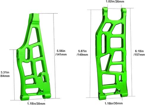 HobbyPark Anodized Aluminum Lower Arms for Arrma Kraton, Notorious, Talion, Outcast 6S Blx – High-Performance Front & Rear Upgrade Set (4-Pack) (Green) in Saudi Arabia