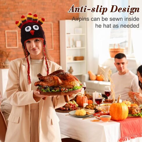 15 Pcs Thanksgiving Turkey Costume 3 Plush Turkey Hat 6 Turkey Glasses with 6 Hairpin, One Size Roasted Turkey Hat Funny Silly Hat for Thanksgiving Party Supplies in Kuwait