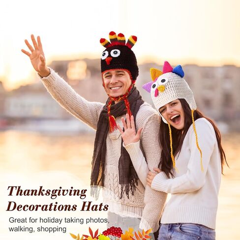 15 Pcs Thanksgiving Turkey Costume 3 Plush Turkey Hat 6 Turkey Glasses with 6 Hairpin, One Size Roasted Turkey Hat Funny Silly Hat for Thanksgiving Party Supplies in Kuwait