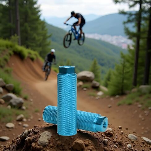 2 Pcs Blue Bike Pegs, Aluminum Anti-Skid BMX Bicycle Foot Pegs for Mountain Bike Cycling, Stunt Pegs Fit 3/8 inch Axles, Bike Pegs Accessories﻿ in Saudi Arabia