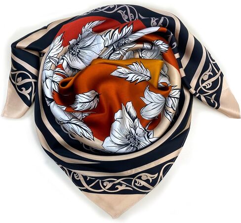 100% Silk Square Scarf 35" Zuhra Floral Gradient Lightweight Headscarf with Gift Packaging in Saudi Arabia