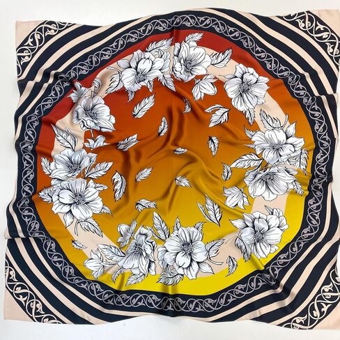 100% Silk Square Scarf 35" Zuhra Floral Gradient Lightweight Headscarf with Gift Packaging in Saudi Arabia