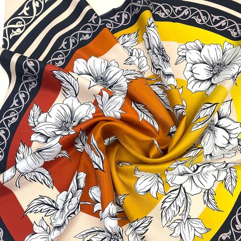 100% Silk Square Scarf 35" Zuhra Floral Gradient Lightweight Headscarf with Gift Packaging in Saudi Arabia