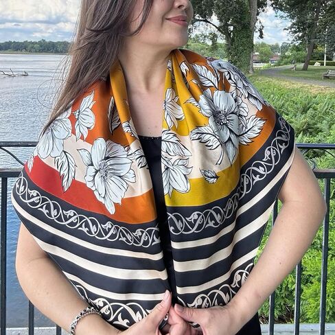 100% Silk Square Scarf 35" Zuhra Floral Gradient Lightweight Headscarf with Gift Packaging in Saudi Arabia