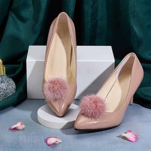 PH PandaHall 2pcs Mink Fur Pom Shoe Clips 1.8inch Detachable Shoe Clips Decoration Shoe Buckle Plush Shoe Charms High Heels Shoe Clip for Lady Boots Hat Flats Clothing Handbag in Saudi Arabia