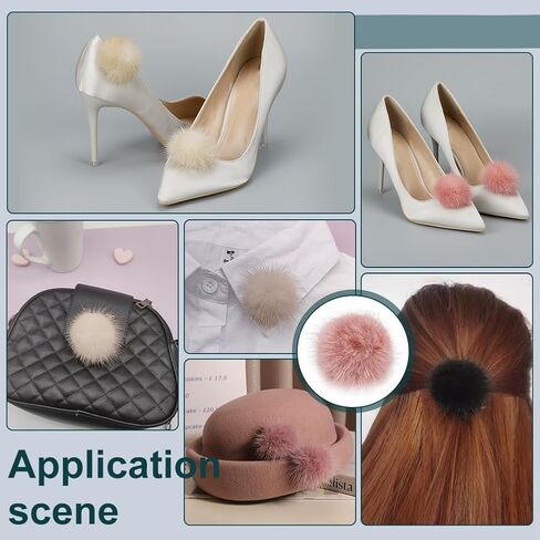 PH PandaHall 2pcs Mink Fur Pom Shoe Clips 1.8inch Detachable Shoe Clips Decoration Shoe Buckle Plush Shoe Charms High Heels Shoe Clip for Lady Boots Hat Flats Clothing Handbag in Saudi Arabia