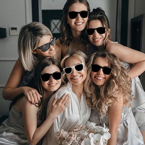 LADY&HOME 10 عبوات من النظارات الشمسية لحفلات العزوبية، نظارات شمسية لوصيفات العروس وقبيلة العروس لحفلات الزفاف، وحفلات الزفاف (أسود) in Kuwait