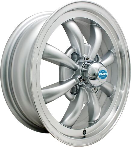 Gt-8 Wheel, Silver with Polished Lip, 5.5" Wide, 4 on 130mm, Compatible with Dune Buggy in Saudi Arabia
