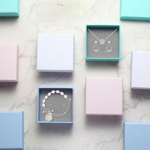 12pcs Small pink Cardboard Gift Jewelry Boxes for Necklace, Earring, Ring, Pendant, Bracelet, Anklet, Jewelry Holder，Bulk Gift Box jewelry display (Blue-Green) in Saudi Arabia