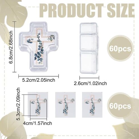 FREEBLOSS 60PCS First Holy Communion Cross Shape Box First Communion Gifts Cross Rosary Case with Stickers Decorative Keepsake Jewelry Holder for Ring Holder, 2.68x2x1in in Saudi Arabia