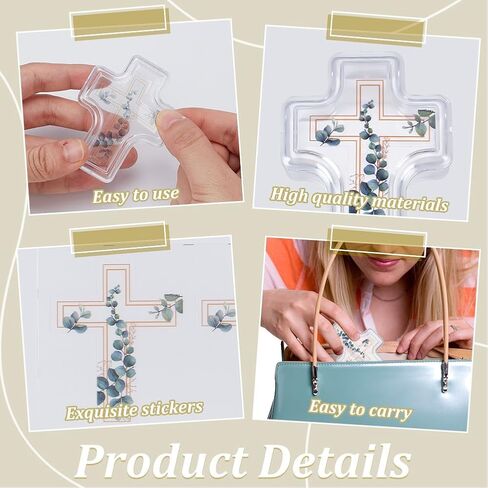 FREEBLOSS 60PCS First Holy Communion Cross Shape Box First Communion Gifts Cross Rosary Case with Stickers Decorative Keepsake Jewelry Holder for Ring Holder, 2.68x2x1in in Saudi Arabia