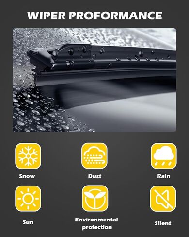 استبدال مساحات الزجاج الأمامي من السيليكون لشفرات ممسحة دودج دورانجو 2019-2023، 2011-2018 (مجموعة من 3)، شفرات ممسحة الزجاج الأمامي لسيارتي - 22 بوصة + 21 بوصة + 12 بوصة in Kuwait