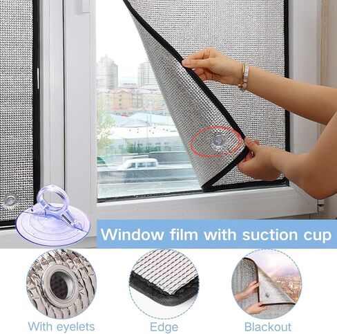 Aluminum Foil Insulation Window Film For Bedroom, Portable Blackout Window Cover Foil, No Drilling Window Foil, Total Blackout Privacy Film For Sun Room/Bathroom(26x56") in Saudi Arabia