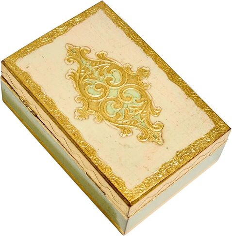 صندوق مجوهرات خشبي فلورنسي صغير مطلي يدويًا، مقاس 4 × 6، لتخزين التذكار، وأعياد الميلاد، والذكرى السنوية، وحفلات الزفاف، وهدايا العطلات للنساء، مصنوع يدويًا على يد حرفيين في إيطاليا. (كابتشينو) in Kuwait