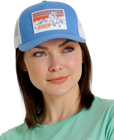Cinch Hat Womens Trucker Cap Logo Patch Snap Blue White MHC7891103 in Saudi Arabia