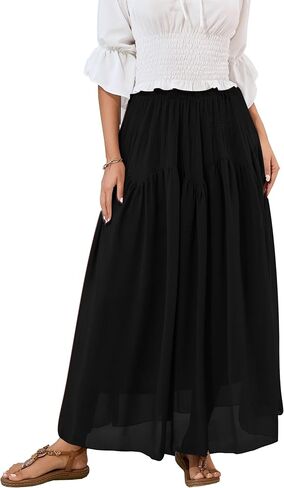 NASHALYLY Maxi Skirt for Women A-Line High Waisted Elastic Chiffon Renaissance Long Skirt in Kuwait