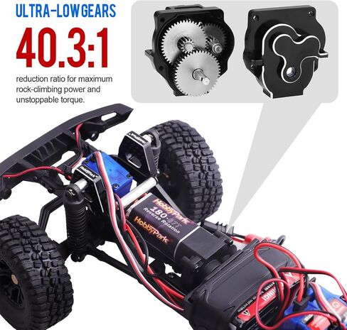 HobbyPark تروس معدنية منخفضة للغاية بنسبة 40.3:1 نسبة 180 مجموعة علبة تروس نقل الحركة المصقولة مع ترس لأجزاء ترقية 1/18 TRX4M (87T) in Saudi Arabia
