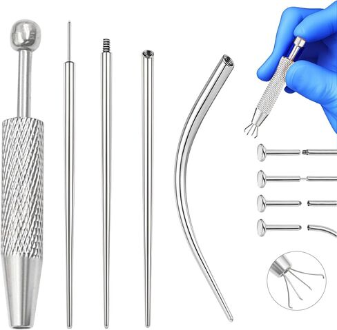 Piercing Taper Ball Grabber Tool for Changing Jewelry - 14G 16G 18G 20G Stainless Steel Flat Back Earrings Applicator Tool Threadless Insertion Pin Thread Body Piercing Kit for Ear Nose Lip in Saudi Arabia