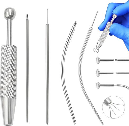 Piercing Taper Ball Grabber Tool for Changing Jewelry - 14G 16G 18G 20G Stainless Steel Flat Back Earrings Applicator Tool Threadless Insertion Pin Thread Body Piercing Kit for Ear Nose Lip in Saudi Arabia