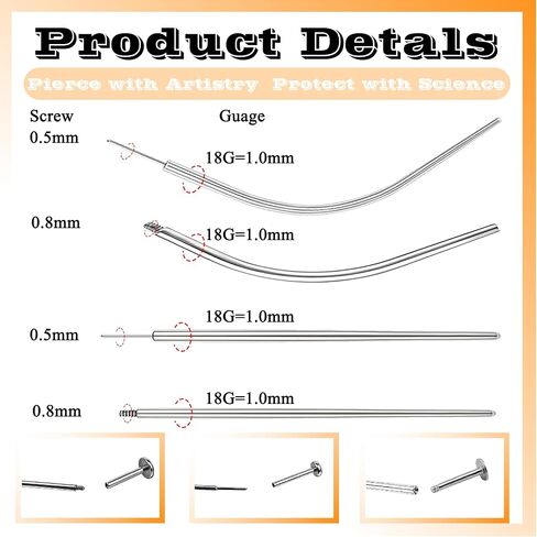 Piercing Taper Ball Grabber Tool for Changing Jewelry - 14G 16G 18G 20G Stainless Steel Flat Back Earrings Applicator Tool Threadless Insertion Pin Thread Body Piercing Kit for Ear Nose Lip in Saudi Arabia