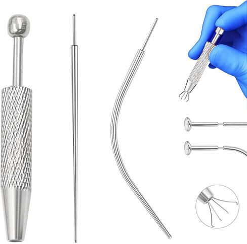Piercing Taper Ball Grabber Tool for Changing Jewelry - 14G 16G 18G 20G Stainless Steel Flat Back Earrings Applicator Tool Threadless Insertion Pin Thread Body Piercing Kit for Ear Nose Lip in Saudi Arabia