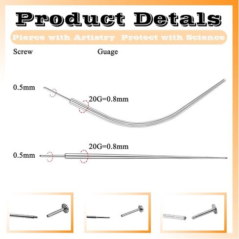Piercing Taper Ball Grabber Tool for Changing Jewelry - 14G 16G 18G 20G Stainless Steel Flat Back Earrings Applicator Tool Threadless Insertion Pin Thread Body Piercing Kit for Ear Nose Lip in Saudi Arabia