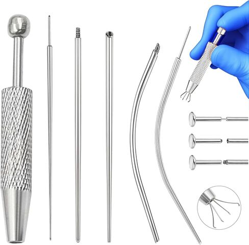 Piercing Taper Ball Grabber Tool for Changing Jewelry - 14G 16G 18G 20G Stainless Steel Flat Back Earrings Applicator Tool Threadless Insertion Pin Thread Body Piercing Kit for Ear Nose Lip in Saudi Arabia