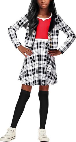 Remimi Halloween Plaid Printed ONE Piece Dress Girls Long Sleeve Knee Dresses 3-14 Years in Saudi Arabia